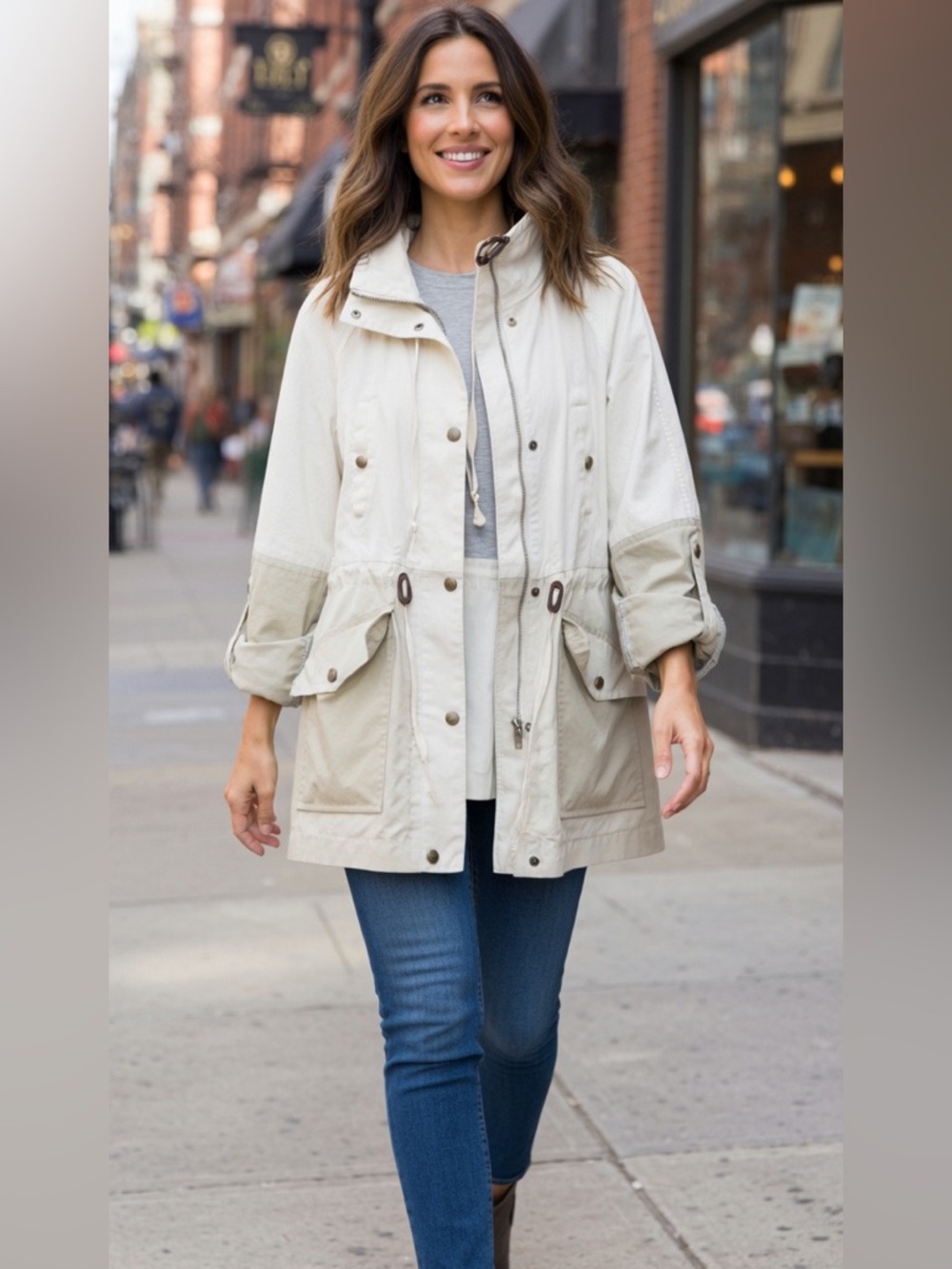 LOFT Cream Utility Anorak Jacket